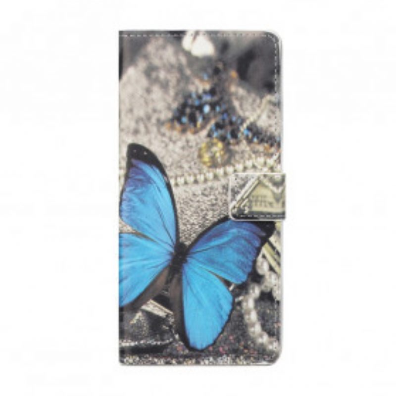 Leren Hoesje voor Motorola Edge 20 Blauwe Vlinder