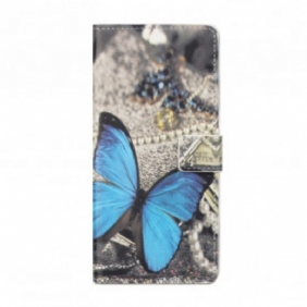 Leren Hoesje voor Motorola Edge 20 Blauwe Vlinder