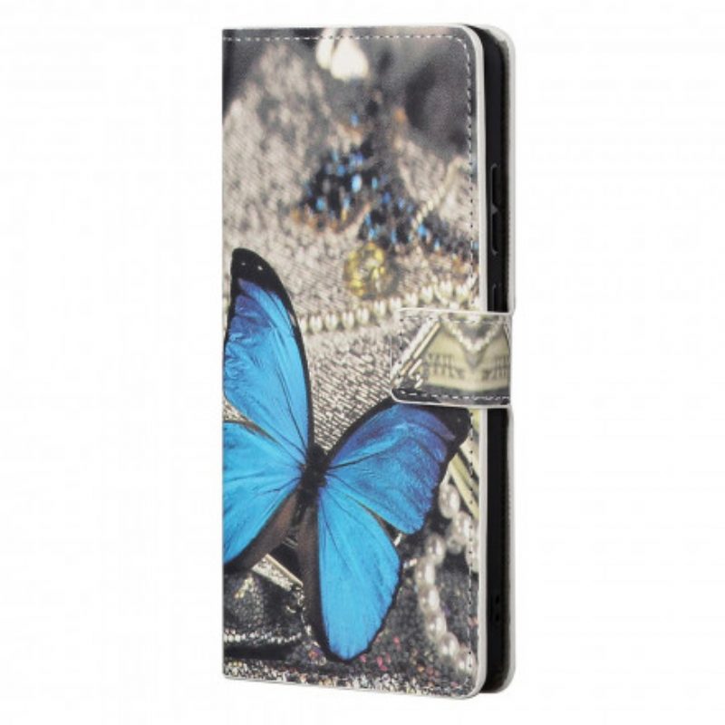 Leren Hoesje voor Motorola Edge 20 Blauwe Vlinder