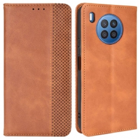 Bescherming Hoesje voor Huawei Nova 8i Folio-hoesje Gestileerd Vintage Leereffect