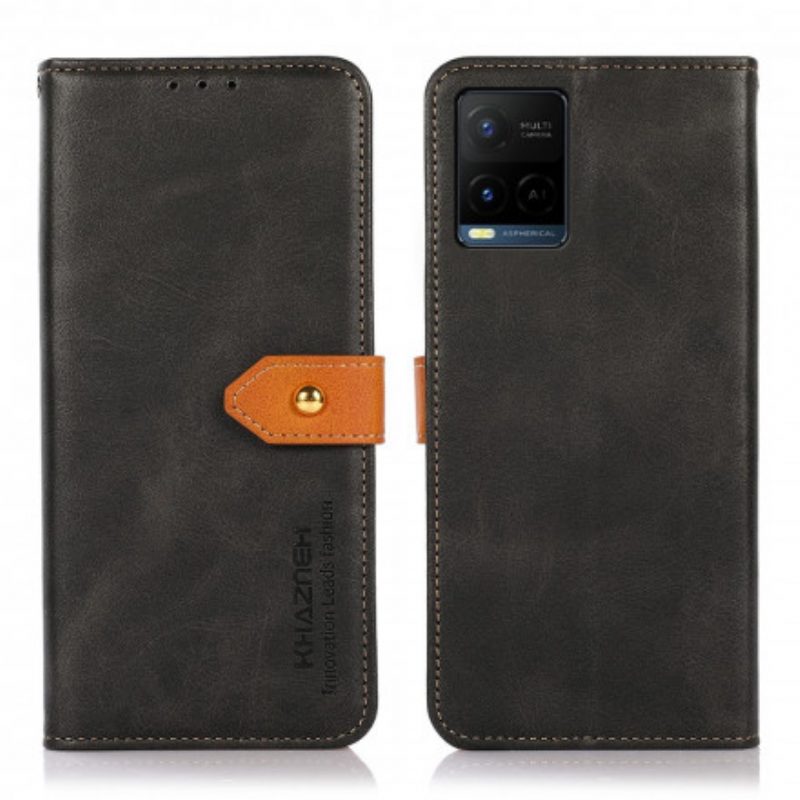 Flip Case voor Vivo Y21s Tweekleurige Gouden Gesp Khazneh