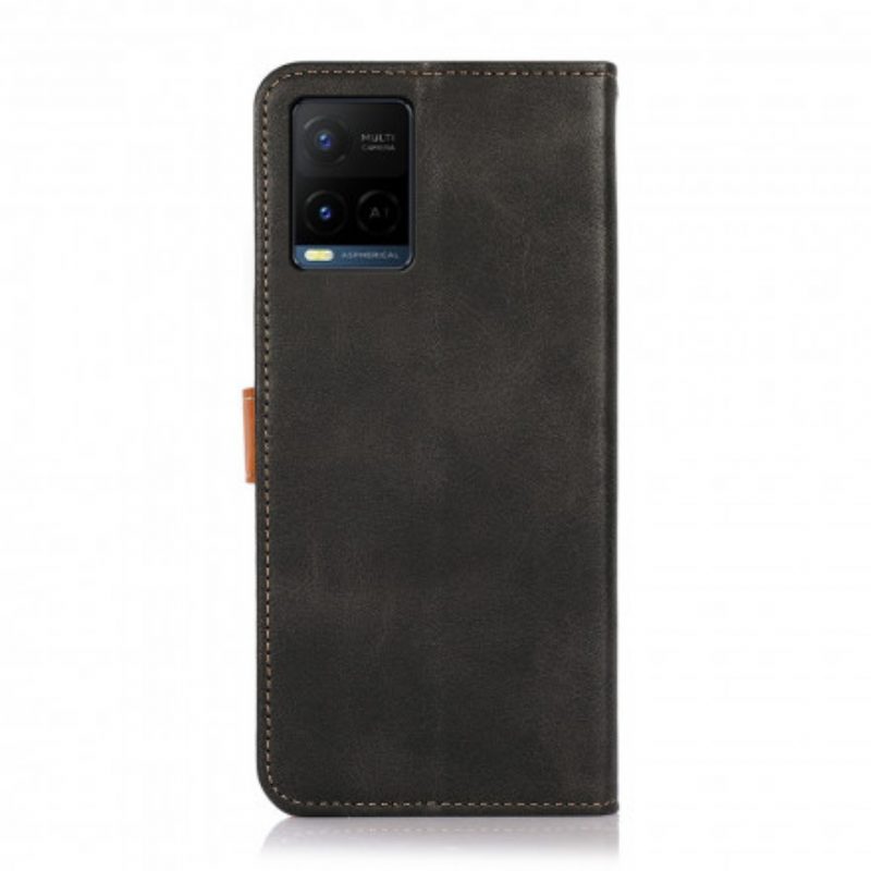 Flip Case voor Vivo Y21s Tweekleurige Gouden Gesp Khazneh