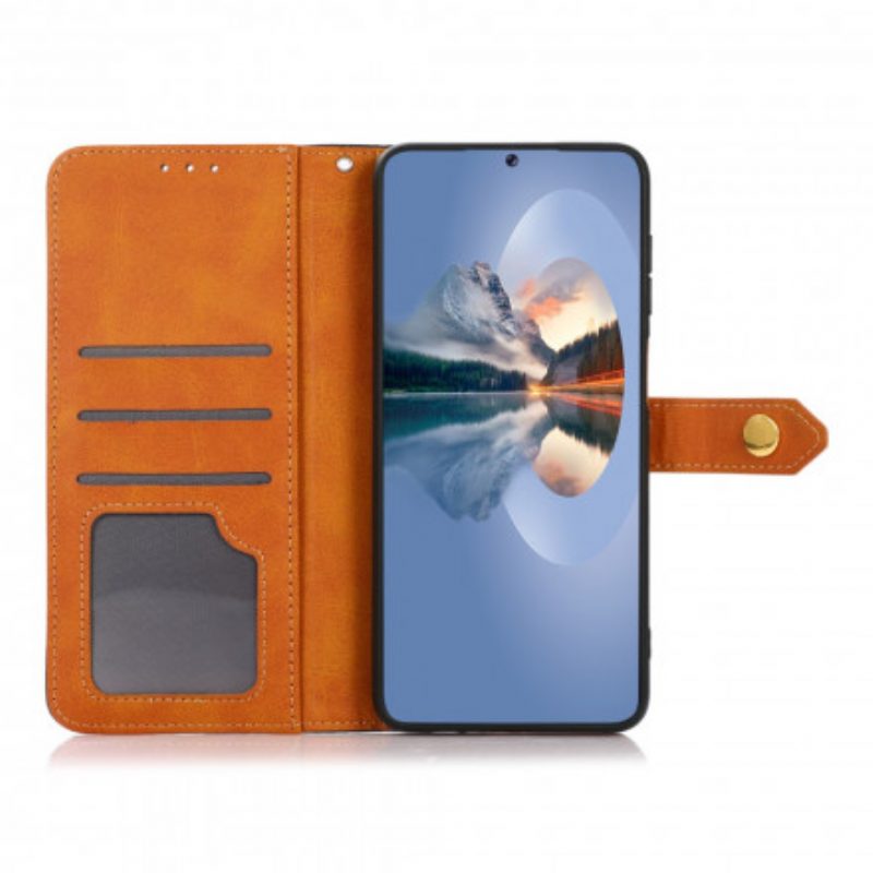 Flip Case voor Vivo Y21s Tweekleurige Gouden Gesp Khazneh