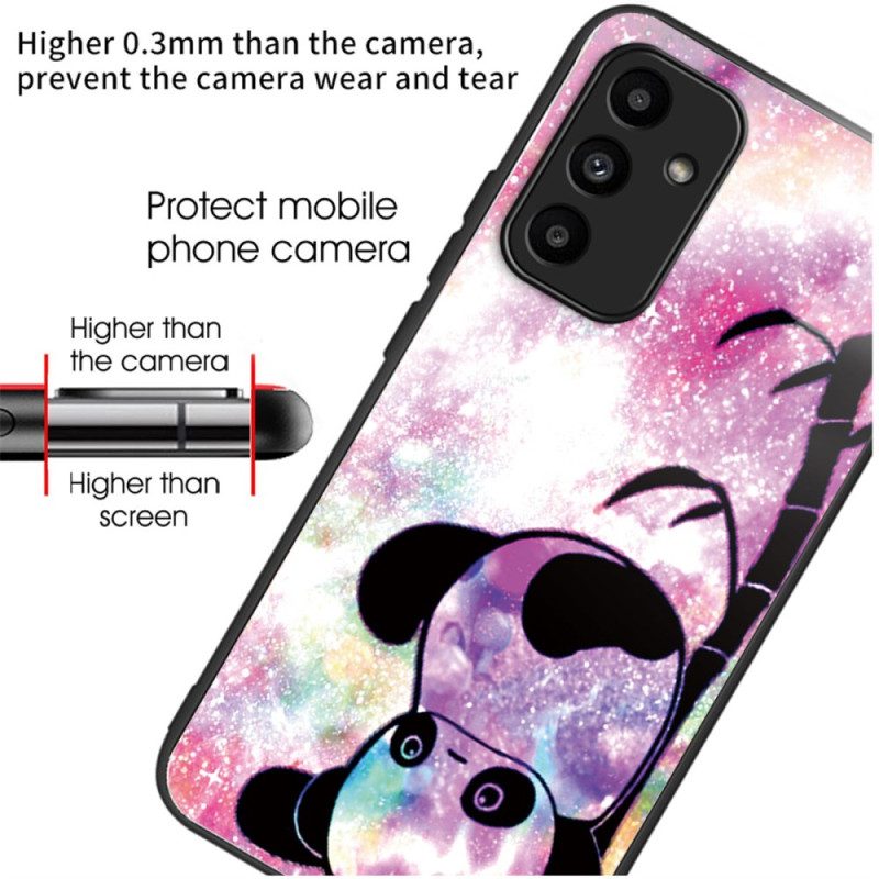 Case Hoesje Samsung Galaxy A15 5g Telefoonhoesje Schattige Panda Van Gehard Glas