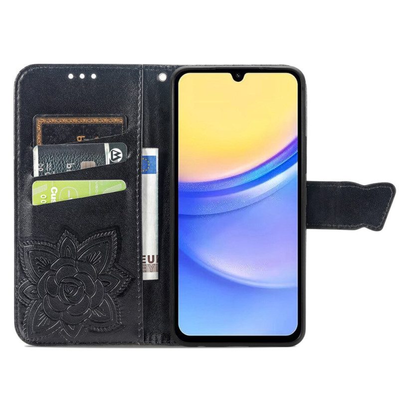 Flip Case Leren Samsung Galaxy A15 5g Barokvlinder Met Riempje