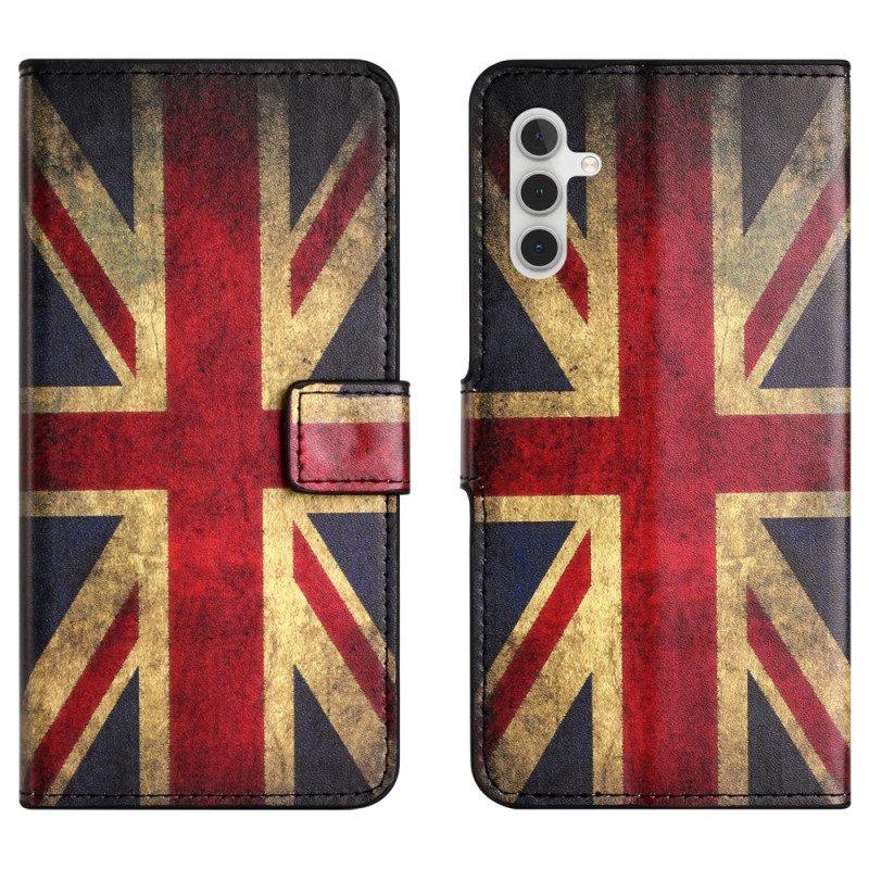 Flip Case Leren Samsung Galaxy A15 5g Vintage Engelse Vlag