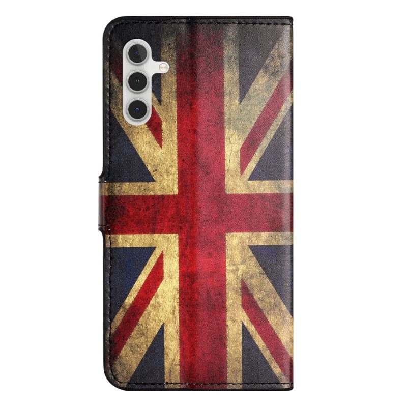 Flip Case Leren Samsung Galaxy A15 5g Vintage Engelse Vlag