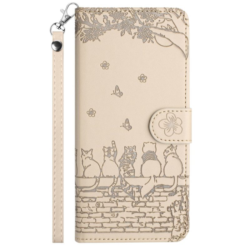 Folio-hoesje Samsung Galaxy A15 5g Telefoonhoesje Band Van Stringkatten