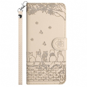 Folio-hoesje Samsung Galaxy A15 5g Telefoonhoesje Band Van Stringkatten