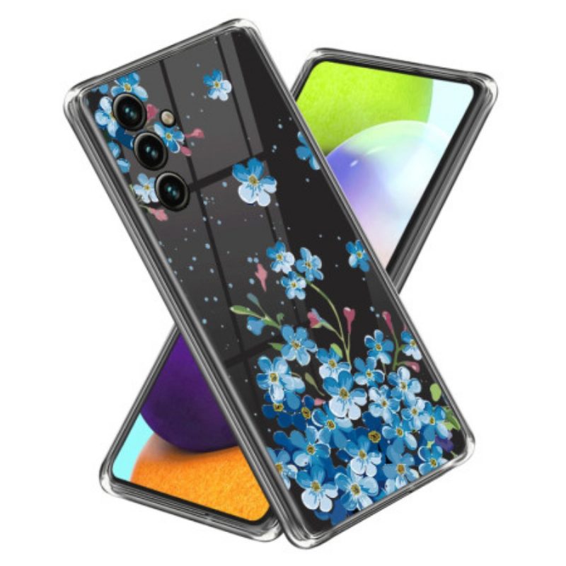 Hoesje Samsung Galaxy A15 5g Blauwe Bloemen