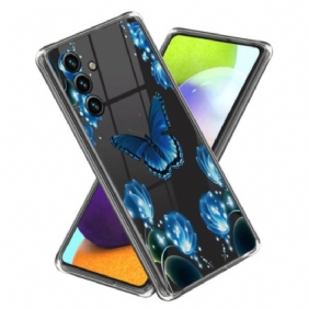 Hoesje Samsung Galaxy A15 5g Blauwe Vlinders En Bloemen