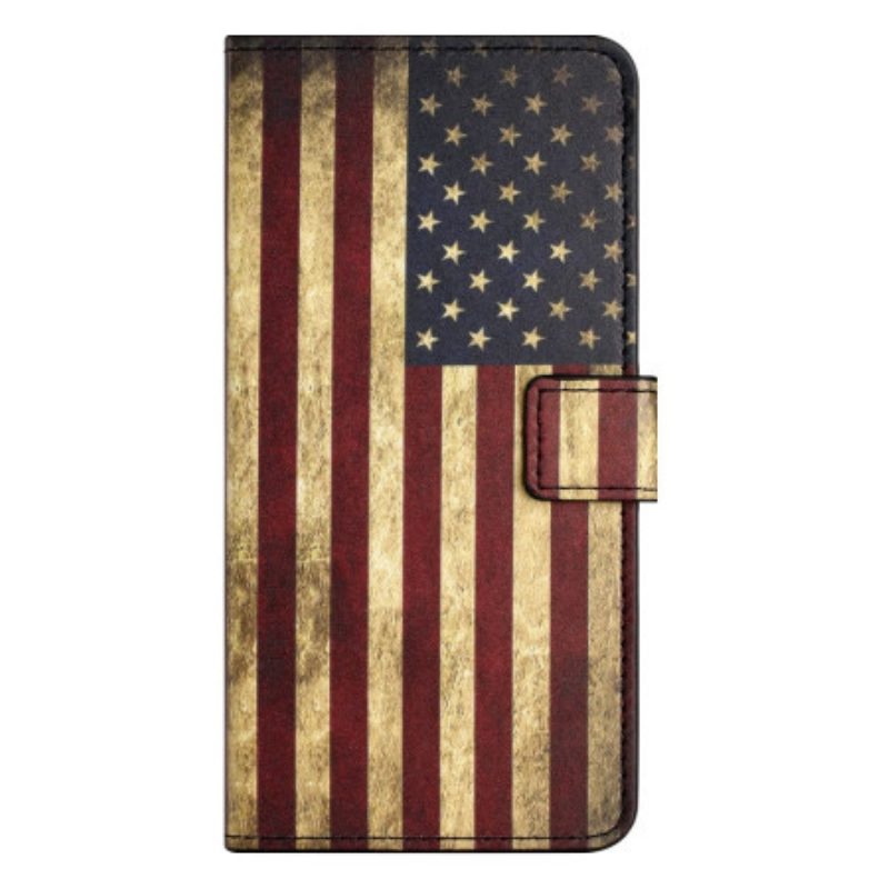 Leren Hoesje Samsung Galaxy A15 5g Vintage Amerikaanse Vlag Bescherming Hoesje