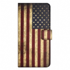 Leren Hoesje Samsung Galaxy A15 5g Vintage Amerikaanse Vlag Bescherming Hoesje