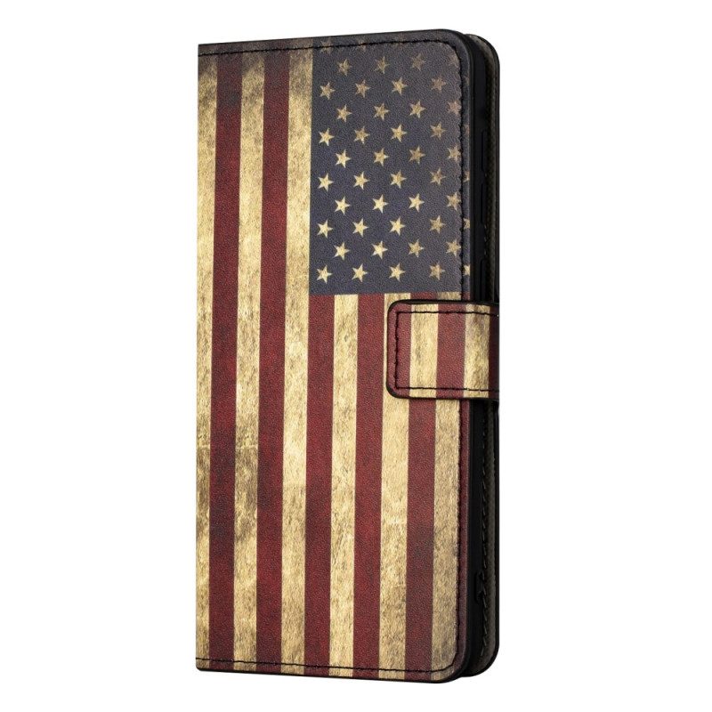 Leren Hoesje Samsung Galaxy A15 5g Vintage Amerikaanse Vlag Bescherming Hoesje