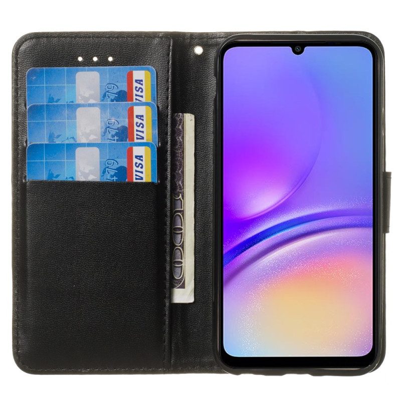 Leren Hoesje Voor Samsung Galaxy A15 5g Effen Structuur Met Riem