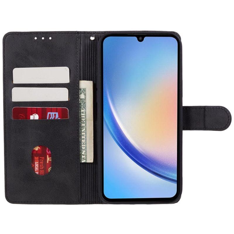 Leren Hoesje Voor Samsung Galaxy A15 5g Mat Lederen Stijl Met Riem