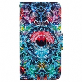 Leren Hoesje Voor Samsung Galaxy A15 5g Prachtige Mandala Met Riem