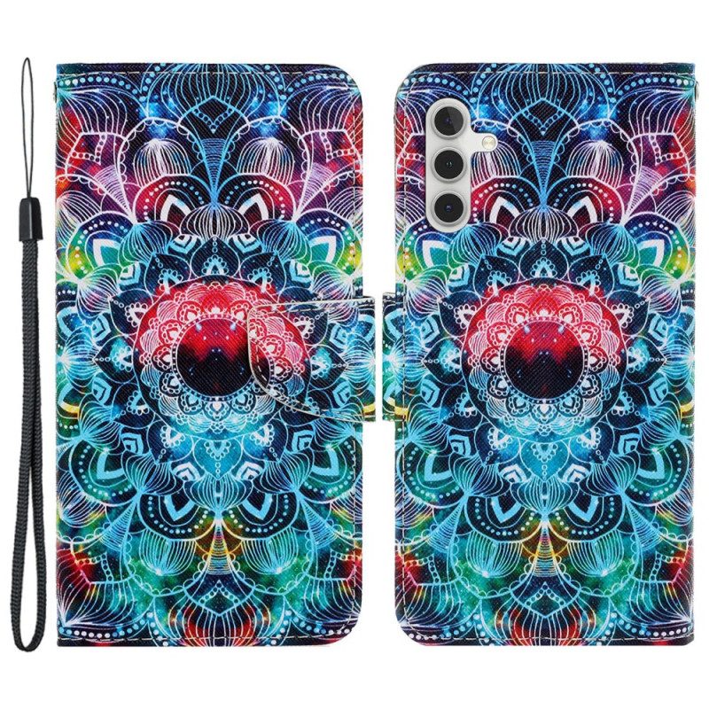 Leren Hoesje Voor Samsung Galaxy A15 5g Prachtige Mandala Met Riem