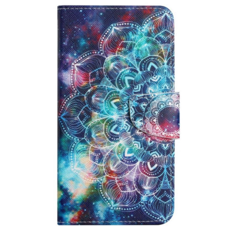 Leren Hoesje Voor Samsung Galaxy A15 5g Sterrenhemel En Mandala Met Riempje