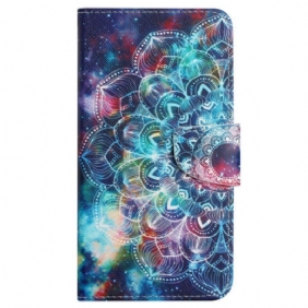 Leren Hoesje Voor Samsung Galaxy A15 5g Sterrenhemel En Mandala Met Riempje