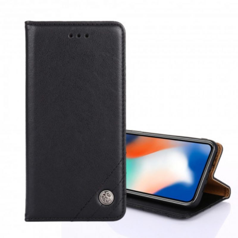 Bescherming Hoesje voor Xiaomi Redmi Note 9 Pro 5G Folio-hoesje Leerstijl Met Klinknagel