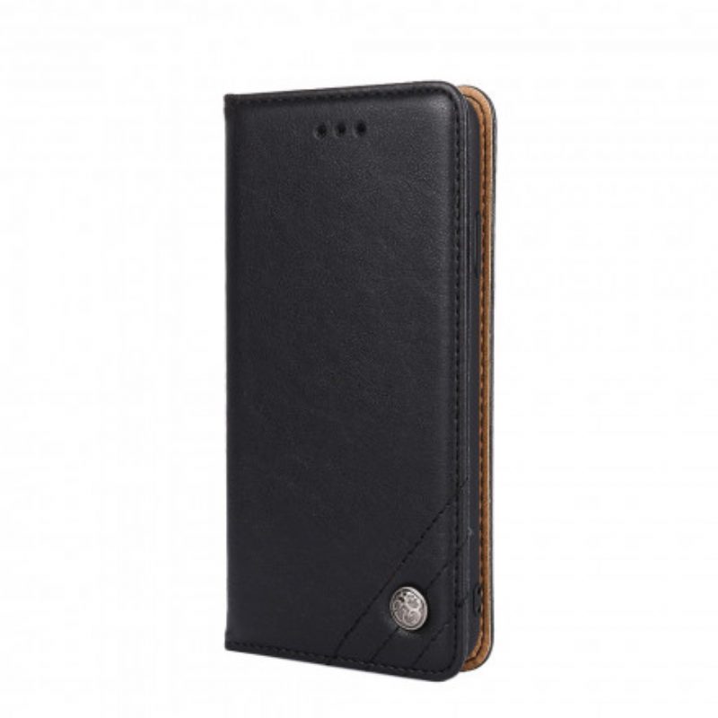 Bescherming Hoesje voor Xiaomi Redmi Note 9 Pro 5G Folio-hoesje Leerstijl Met Klinknagel