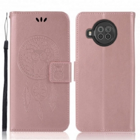 Folio-hoesje voor Xiaomi Redmi Note 9 Pro 5G Dromenvanger Uil Met Leereffect