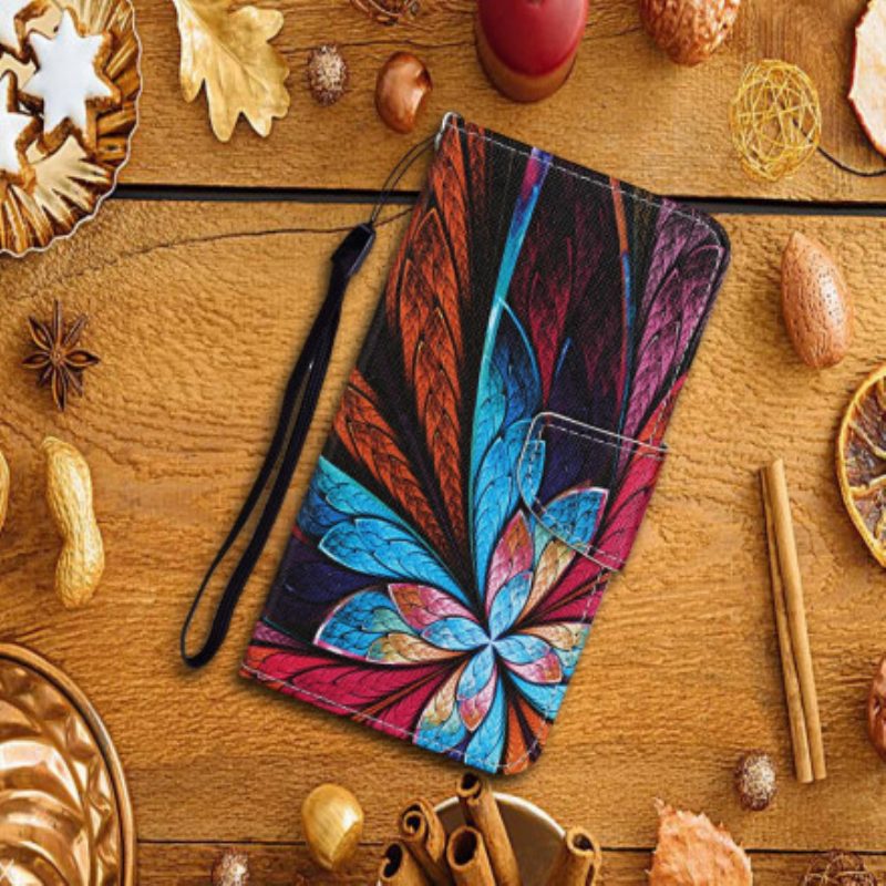 Folio-hoesje voor Xiaomi Redmi Note 9 Pro 5G Gekleurde Vellen Met Koord