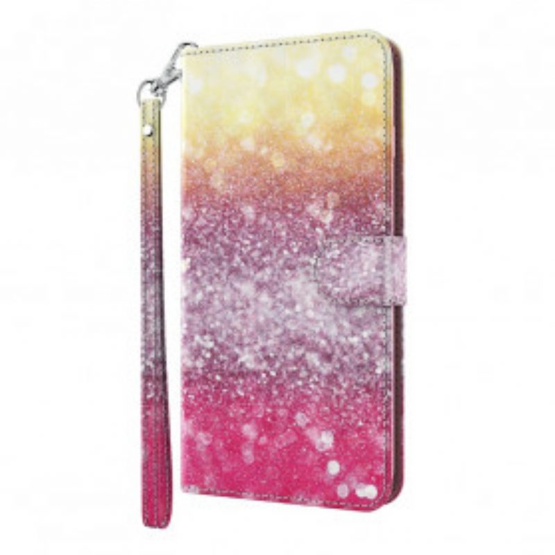 Folio-hoesje voor Xiaomi Redmi Note 9 Pro 5G Lichtvlek Glitter Magenta