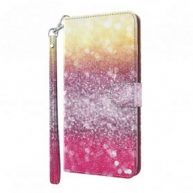 Folio-hoesje voor Xiaomi Redmi Note 9 Pro 5G Lichtvlek Glitter Magenta