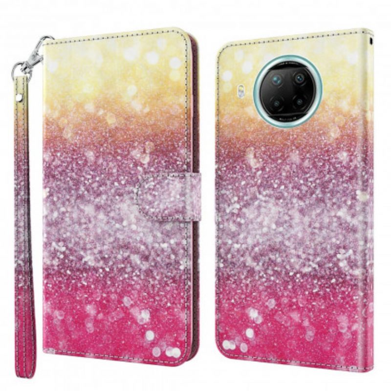 Folio-hoesje voor Xiaomi Redmi Note 9 Pro 5G Lichtvlek Glitter Magenta