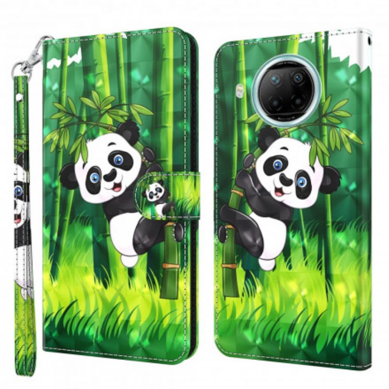 Folio-hoesje voor Xiaomi Redmi Note 9 Pro 5G Lichtvlek Panda En Bamboe