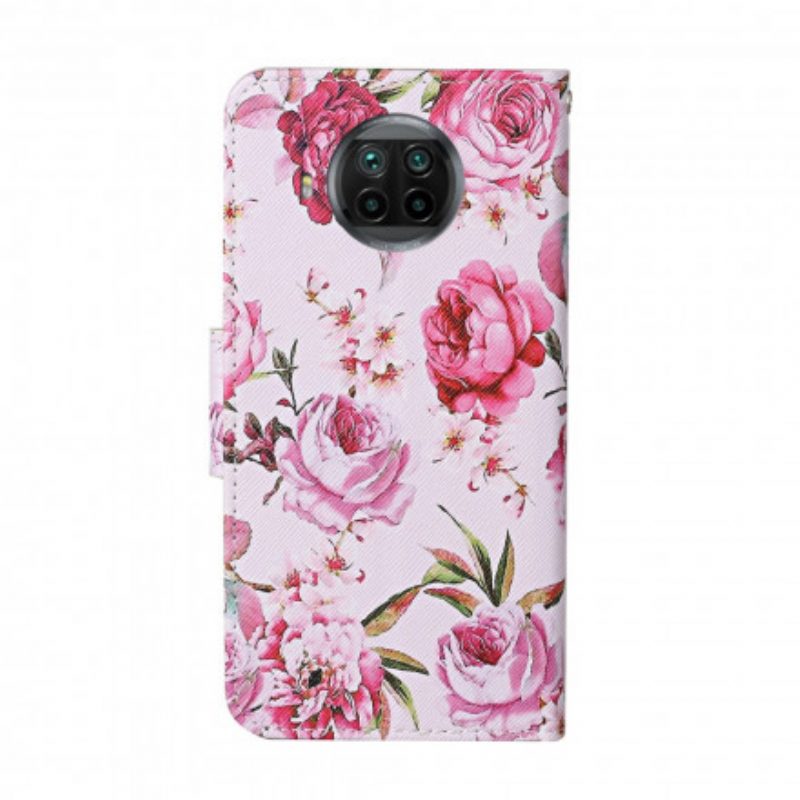 Folio-hoesje voor Xiaomi Redmi Note 9 Pro 5G Meesterlijke Bloemen Met Riem