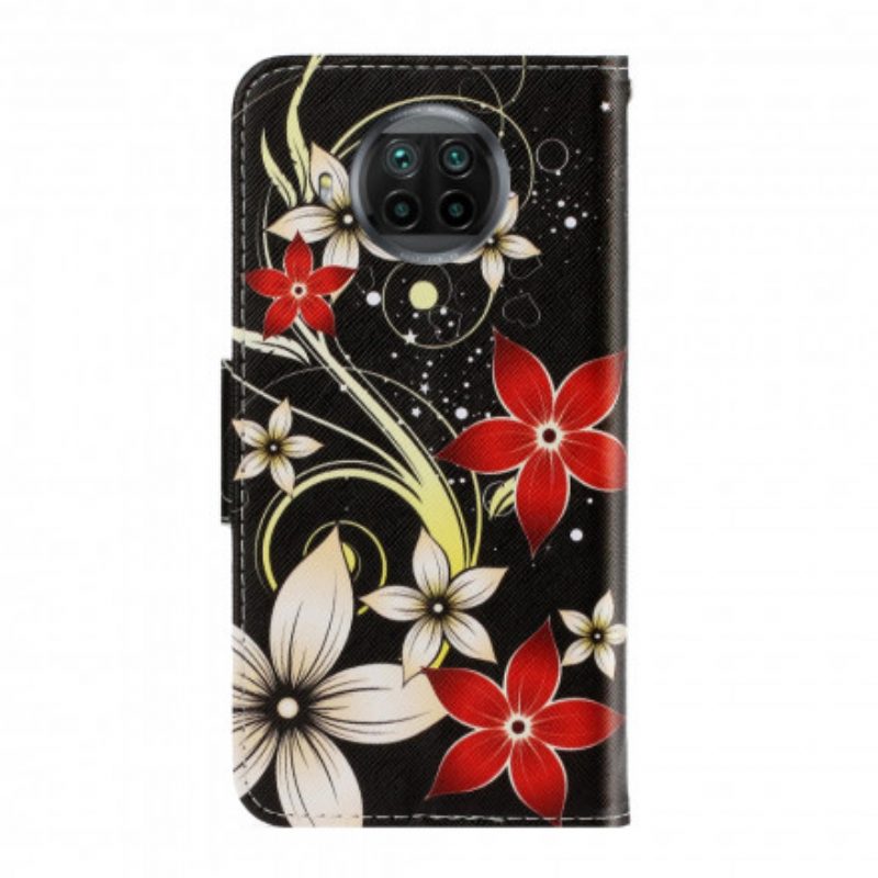 Folio-hoesje voor Xiaomi Redmi Note 9 Pro 5G Met Ketting Kleurrijke Strappy Bloemen