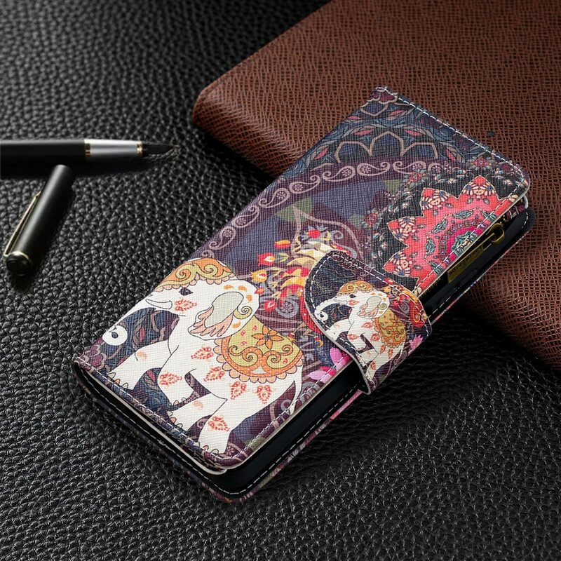 Folio-hoesje voor Xiaomi Redmi Note 9 Pro 5G Olifantenzak Met Ritssluiting