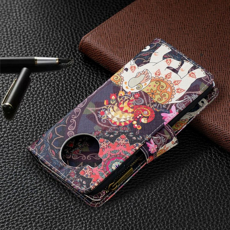 Folio-hoesje voor Xiaomi Redmi Note 9 Pro 5G Olifantenzak Met Ritssluiting