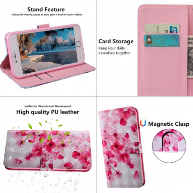 Folio-hoesje voor Xiaomi Redmi Note 9 Pro 5G Roze Bloemen