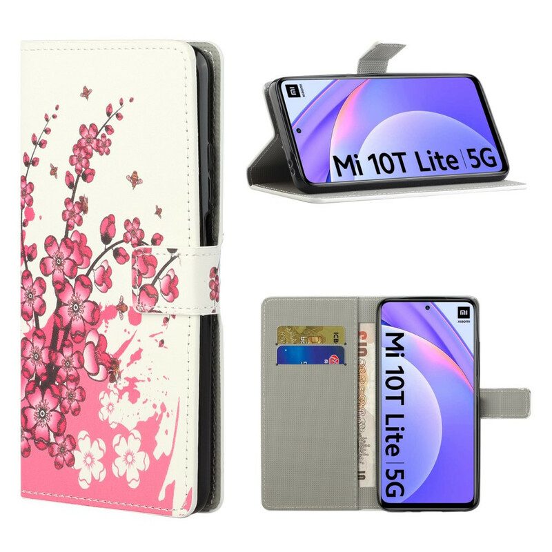 Folio-hoesje voor Xiaomi Redmi Note 9 Pro 5G Tropische Bloemen