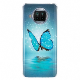 Hoesje voor Xiaomi Redmi Note 9 Pro 5G Neonblauwe Vlinder