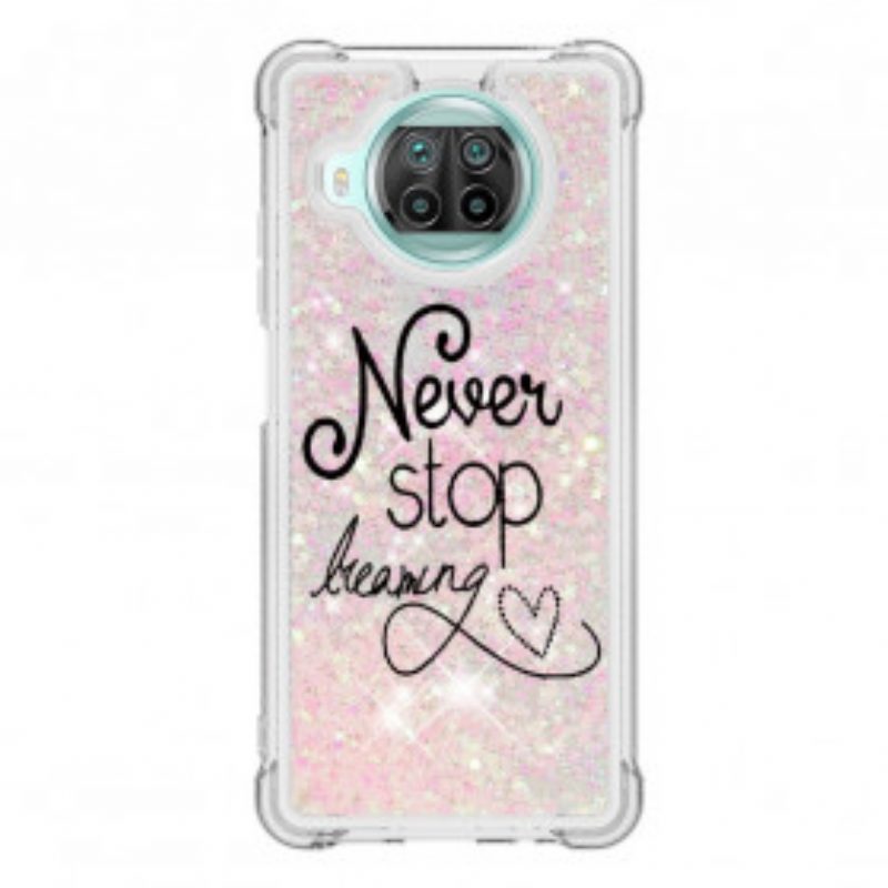 Hoesje voor Xiaomi Redmi Note 9 Pro 5G Stop Nooit Met Dromen Glitter