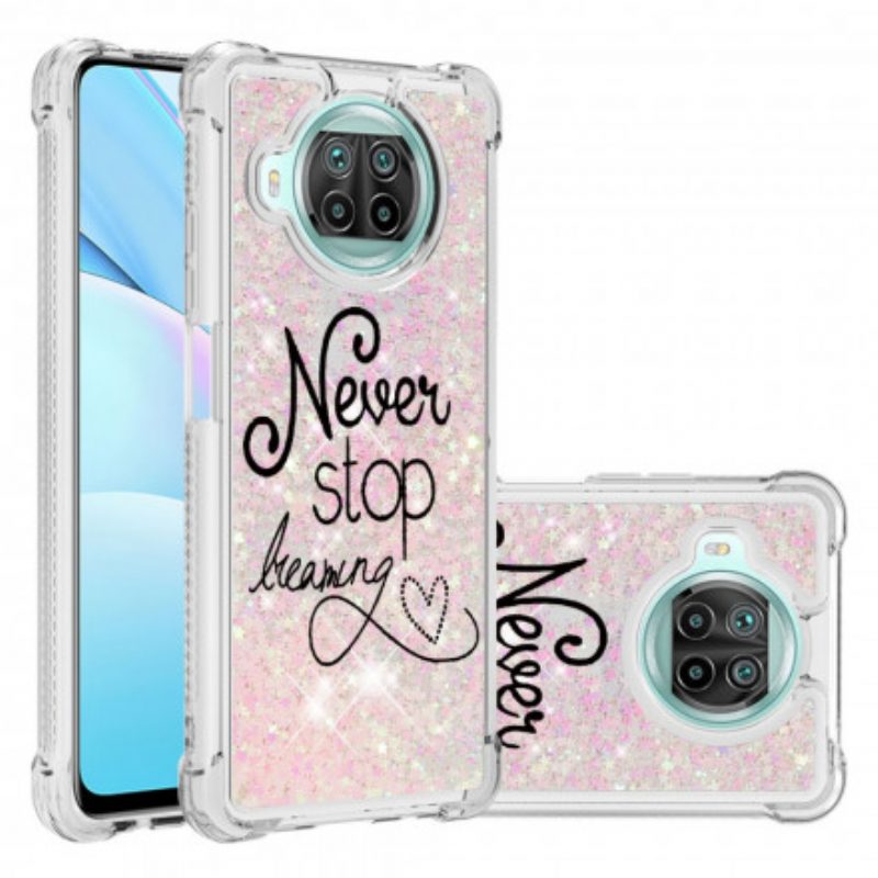 Hoesje voor Xiaomi Redmi Note 9 Pro 5G Stop Nooit Met Dromen Glitter