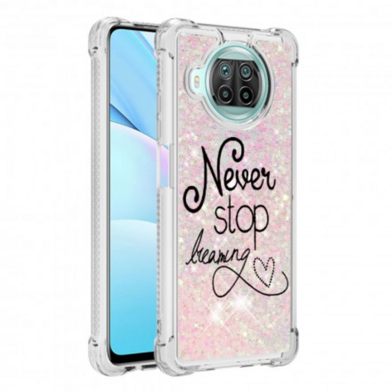 Hoesje voor Xiaomi Redmi Note 9 Pro 5G Stop Nooit Met Dromen Glitter