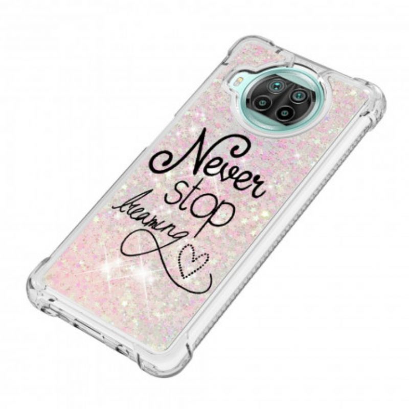 Hoesje voor Xiaomi Redmi Note 9 Pro 5G Stop Nooit Met Dromen Glitter