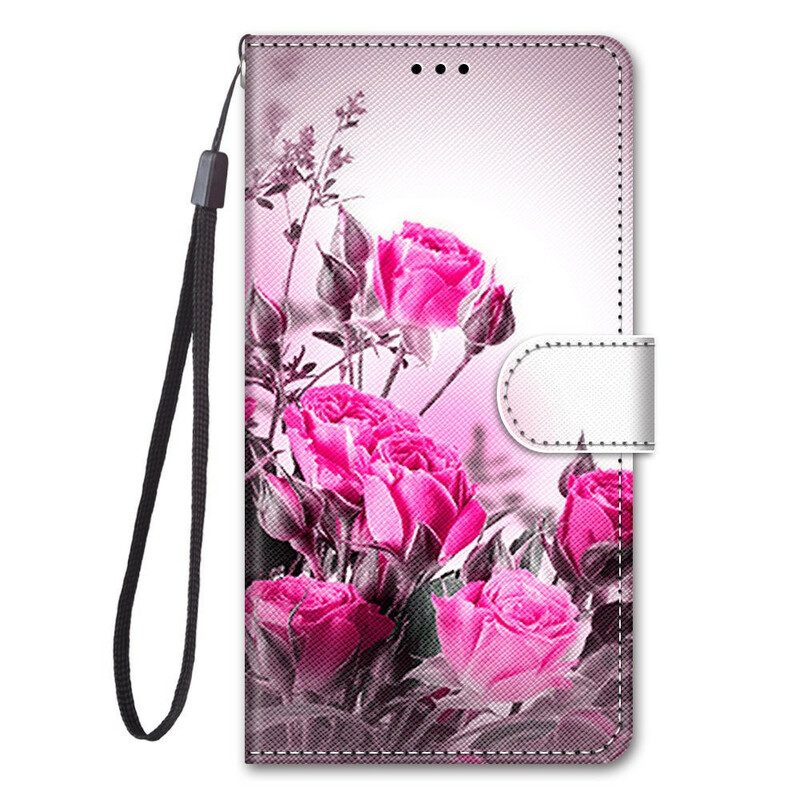 Leren Hoesje voor Xiaomi Redmi Note 9 Pro 5G Alleen Bloemen