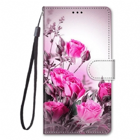 Leren Hoesje voor Xiaomi Redmi Note 9 Pro 5G Alleen Bloemen