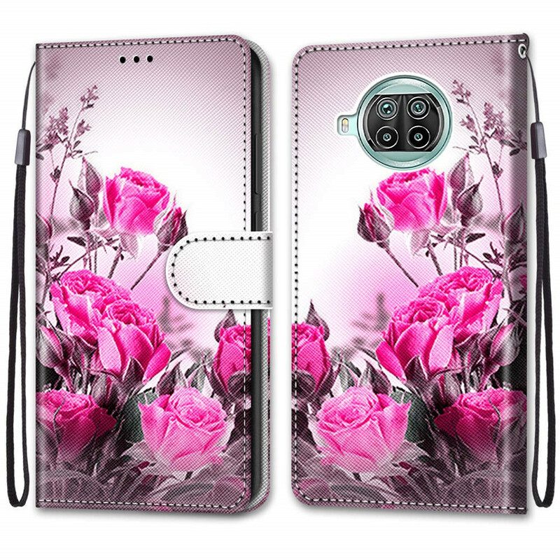 Leren Hoesje voor Xiaomi Redmi Note 9 Pro 5G Alleen Bloemen