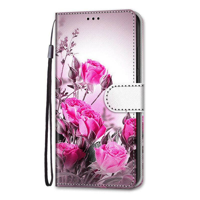 Leren Hoesje voor Xiaomi Redmi Note 9 Pro 5G Alleen Bloemen