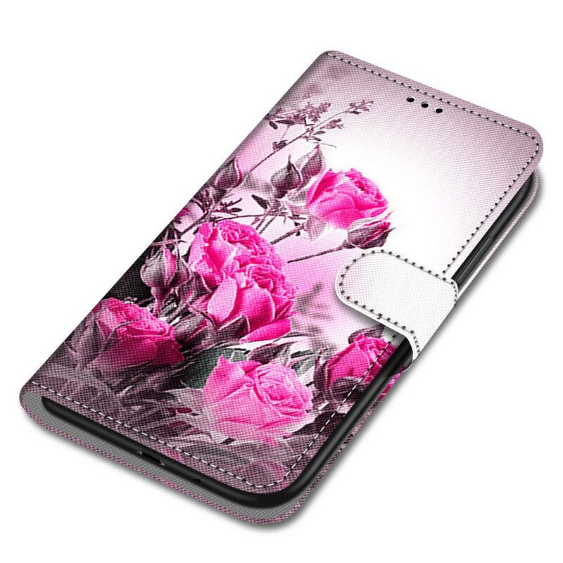 Leren Hoesje voor Xiaomi Redmi Note 9 Pro 5G Alleen Bloemen