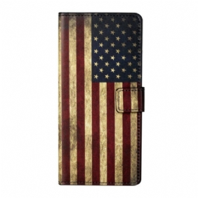 Leren Hoesje voor Xiaomi Redmi Note 9 Pro 5G Amerikaanse Vlag