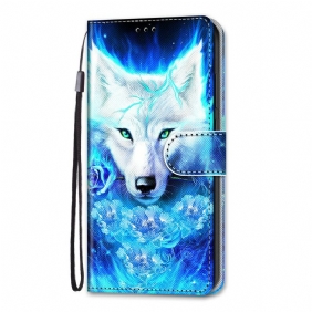 Leren Hoesje voor Xiaomi Redmi Note 9 Pro 5G Hond Wolf